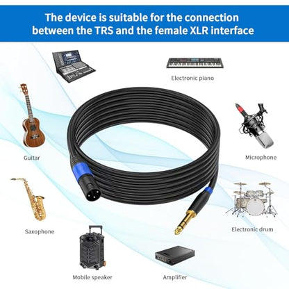 2Pack XLR to 1/4 Inch (6.35mm) TRS Mono Jack Microphone Cable, 25FT, Balanced 3 Pin XLR Male to Quarter inch TRS Plug Mic Cord for Dynamic Microphone - size: 25 FT, 2Pack, style: XLR Male to 6.35mm