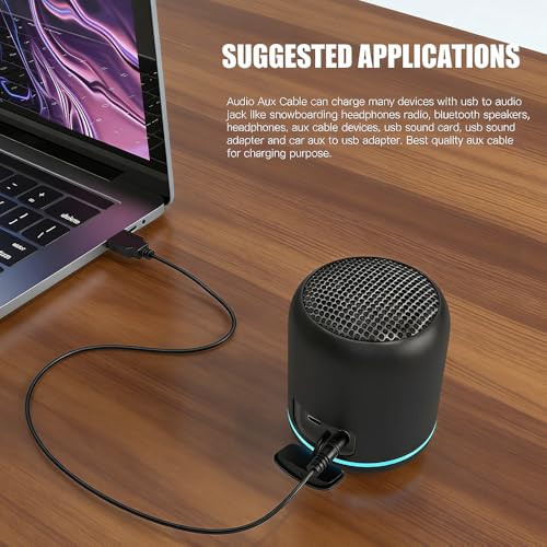 3.5mm USB Charging Cable,AUX Audio Jack to USB Male Charging Cable Adapter,Compatible with Headphones,Speakers,Voice Recorders,MP3 Players,and Any Other Devices with a 3.5mm Port
