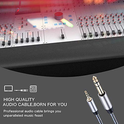 Tiierzon 3.5mm to 6.35mm Stereo Cable 12FT, 1/8" TRS to 1/4" Braided Audio Cord, Gold-Plated Aux Cable for Electric Guitar, Amplifier, Home Speaker, Keyboard, Mixer, Laptop - Bidirectional (12Ft) - size: 12Ft
