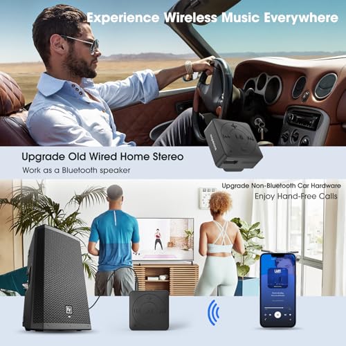 MIPEACE Bluetooth Adapter for Wired Headphones, 3.5mm Aux, Black