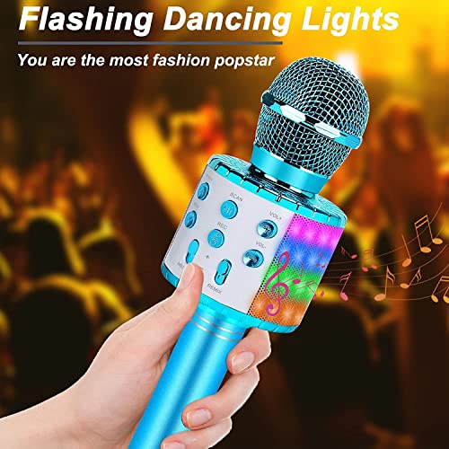 Wireless Karaoke Microphone Bluetooth: Handheld Microphone for Kids Adults Singing - White Elephant Gifts for Christmas Holiday Party - color: Blue