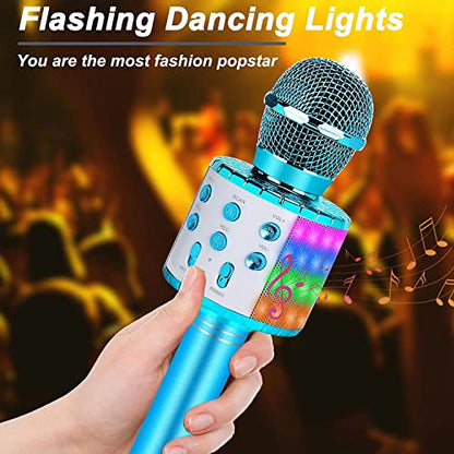 Wireless Karaoke Microphone Bluetooth: Handheld Microphone for Kids Adults Singing - White Elephant Gifts for Christmas Holiday Party - color: Blue