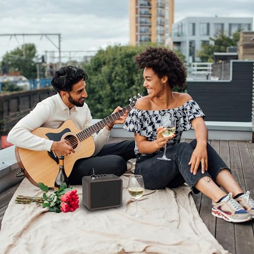 15W Mini Guitar Amp, Portable Acoustic/Electric Guitar Amplifier Rechargeable, Wireless Guitar Practice Amp with Reverb, Chorus & Delay, Supports OTG, AUX, REC, Bass and Treble Control