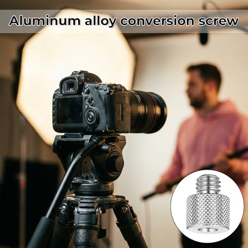 Tripod Adapter Set, 1/4 to 3/8 & 3/8 to 1/4 Camera Screw Adapter, Aluminum Alloy Thread Converter Male Female, Mounting Screws Kit for Tripod Monopod Light Stand Microphone (Silver)