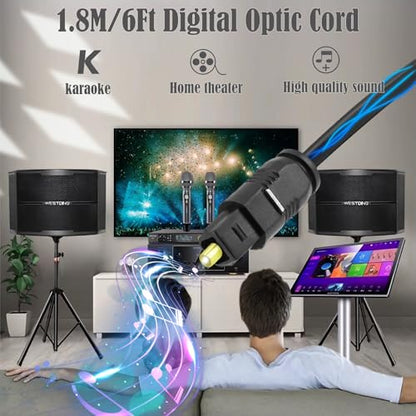 Toslink Optical Audio Cable, 2 Pack 1.8M/6Ft Digital Optic Cord, Gold Plated Plugs Fiber Optic Audio Adapter Toslink Cord for Audio System, Sound Bar, TV, Game Consoles, Home Theaters Etc