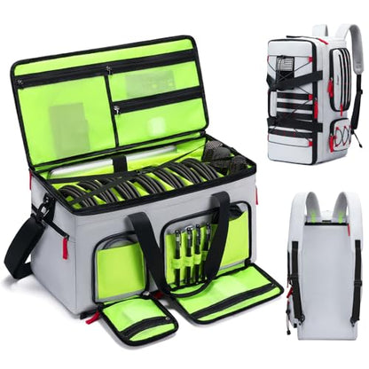 DJ Cable Bag with Detachable Dividers for Equipment and Music Gear, Grey | Laptop and Microphone Pocket, Versatile Carrying with Shoulder Strap, Durable Fabric, for Musicians and Audio Professionals - color: Grey