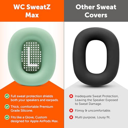 WC SweatZ Max - Patented Silicone Sweat Covers for AirPods Max 1 | Made by Wicked Cushions | (Does Not Fit AirPods Max 2). Sweatproof, Full Earpad Protection | Green - color: Green