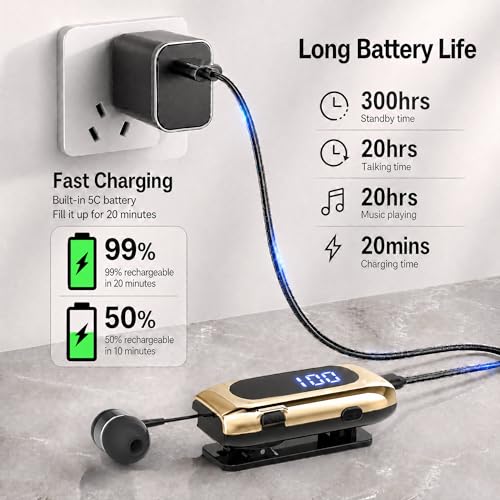 Wireless Headset Wireless Headphones Handsfree Call Wireless Earpiece Noise Cancellation Earbud Earphones Mic Compatible with Cell Phones Car Driver Trucker Business Office (Gold‌) - color: Gold‌