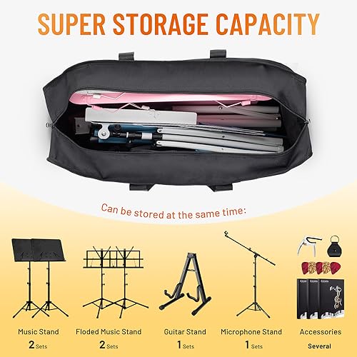 CAHAYA Music Stand Carrying Bag High Capacity Universal Carrying Case Portable for Solid Sheet Music Stand Microphone Stand Speaker Guitar Stand CY0323 | Suitable for Solid Sheet Music Stand Microphone Stand Speaker Guitar Stand