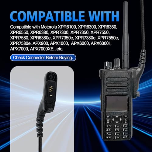 WODASEN Over Ear Single Side Earmuff Noise Cancelling Overhead Headset with Boom Mic PTT for APX4000 APX6000 APX7000 APX8000 XPR 6550 XPR6550e XPR7350e XPR7550e Walkie Talkie