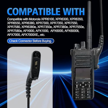 WODASEN Over Ear Single Side Earmuff Noise Cancelling Overhead Headset with Boom Mic PTT for APX4000 APX6000 APX7000 APX8000 XPR 6550 XPR6550e XPR7350e XPR7550e Walkie Talkie