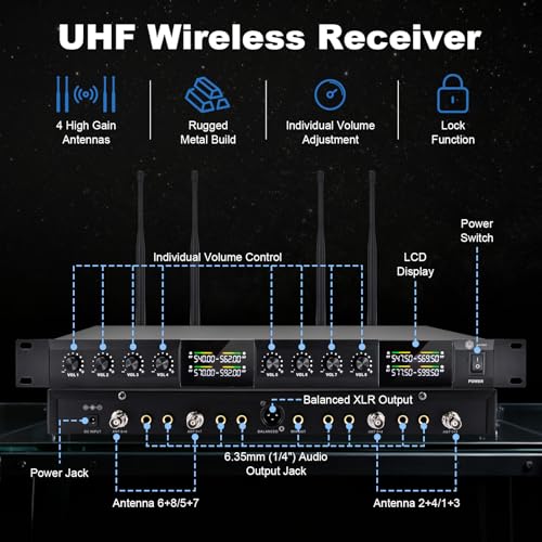 W IN-MIX Wireless Conference Microphone System, 8 Channel Wireless Podium Microphone,8 Gooseneck Mics Adjustable Frequency Super-Low Background Noise for Lecture, Church, Conference, Public Speaking