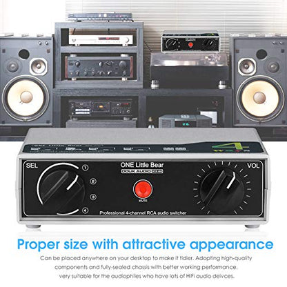 Douk Audio MC6 Mini 4-Way Analog Stereo RCA Audio Switcher Splitter Manual Selector Box Passive Preamp