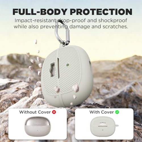 Silicone Case Cover for SHOKZ OpenDots ONE-Open-Ear Headphones with Keychain&Cleaning Pen kit, Premium Soft Silicone,Anti-Scratch Shockproof Case for SHOKZ OpenDots ONE Earbuds Charging Case (Grey) - color: Grey
