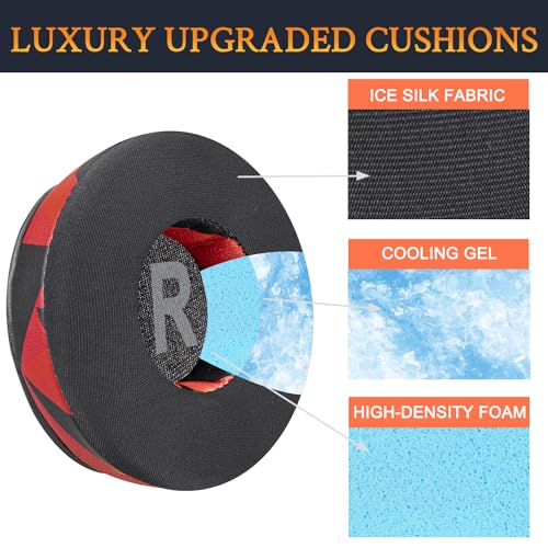 SOULWIT Cooling Gel Earpads Replacement for Logitech H390/H391/H600/H609/H760 Headphones, Ear Pads Cushions with Noise Isolation Foam, Added Thickness - Red Storm - color: Red Storm