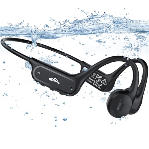 IP68 Waterproof Wireless Earphones, Bluetooth 6.0 Open Earphones, Swimming Headphones Bone Conduction Headphones, Underwater Headphone for Swimming, Running, Cycling