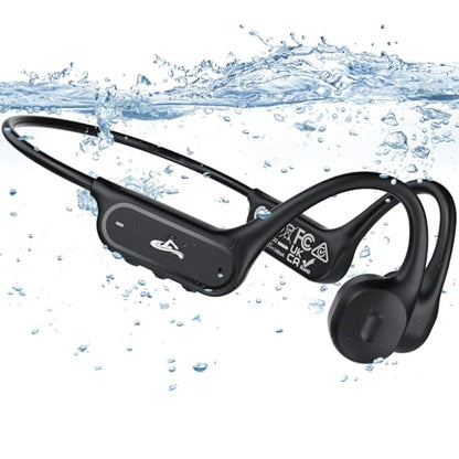 IP68 Waterproof Wireless Earphones, Bluetooth 6.0 Open Earphones, Swimming Headphones Bone Conduction Headphones, Underwater Headphone for Swimming, Running, Cycling