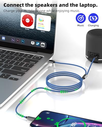 Lightning to 3.5mm Audio USB Charging Cable(2 in 1) for iPhone 14 13 Pro Max Headphone AUX Jack Adapter Charger Splitter MFI Certified Car Auxiliary Connector for iPad Earphone Stereo Speaker