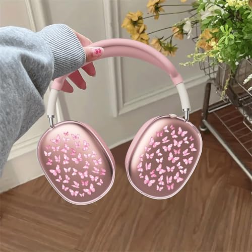 Cute Butterfly Clear Case for Airpods Max Headphones Kawaii Pink Girly Soft TPU Ear Cups Cover Anti-Scratch Silicone Ear Pad Protective Case Dreamy Headband Cover for Apple Airpods Max - color: Butterfly 10