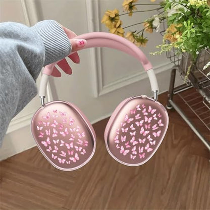 Cute Butterfly Clear Case for Airpods Max Headphones Kawaii Pink Girly Soft TPU Ear Cups Cover Anti-Scratch Silicone Ear Pad Protective Case Dreamy Headband Cover for Apple Airpods Max - color: Butterfly 10