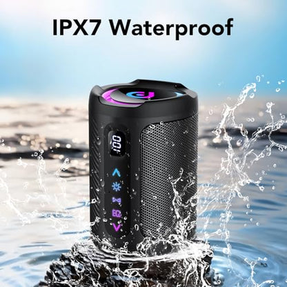 aowoka Bluetooth Speaker, 2026 Portable Wireless Speakers with Led Light, Bluetooth 5.4, 15H Playtime, Enhanced Bass, IPX7 Waterproof, Outdoor Speaker for Travel, Sport, Party, Biking.