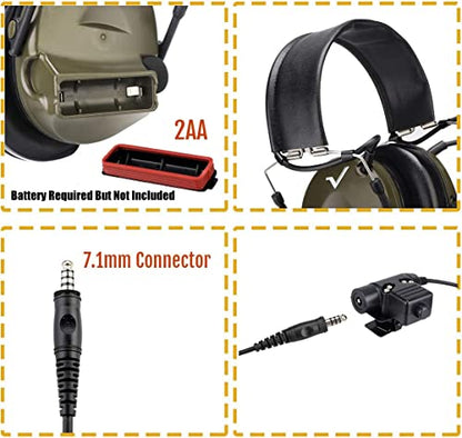 Retevis EHK007 Tactical Headset for Radio, Airsoft Ear Protection, 1 Pack | for Hunting & Shooting,ENC,Adjustable Headband,Well-fitting,Racing Headset,Compatible with Baofeng UV-5R/BF-F8HP PRO/AR-5RM