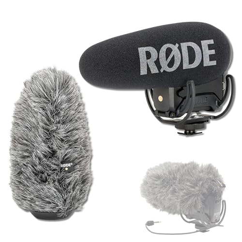 Rode VideoMic Pro+ On-Camera Shotgun Microphone Bundle with DeadCat VMP+ Artificial Fur Wind Shield — Safety Channel Supercardioid Camera-Mount Mic for Filmmaking, Vlogging, Documentary, Weddings