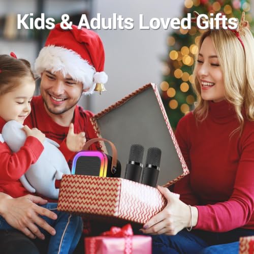 Kinglucky Mini Karaoke Machine for Kids, Top Birthday Gift Pick for Girls Ages 3, 4, 5, 6, 7, 8, 9, 10, 11, 12 Years Old, Kids' Personal Video Players Accessories with 2 Mics Singing Present Toy Black - color: Blace