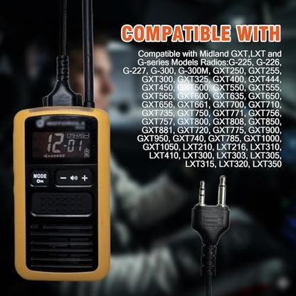 2 Pin M-Head Radio Headset, Over Ear Walkie Talkie Headset with Boom Mic, Compatible with Midland GXT LXT G Series GMRS Radios for Warehouse Security Industrial Use