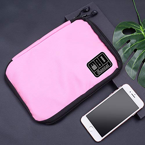 baozai Smart Watch Bands Organizer, Waterproof Portable Electronics Travel Accessories Organizer Bag for Watch Bands, Cable, Charger, Headset, SD Card, Pink