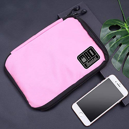 baozai Smart Watch Bands Organizer, Waterproof Portable Electronics Travel Accessories Organizer Bag for Watch Bands, Cable, Charger, Headset, SD Card, Pink