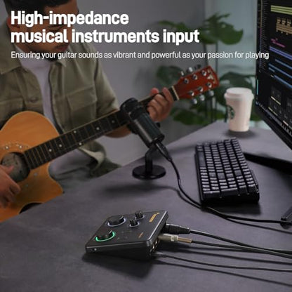MAONO USB Audio Interface for PC & XLR Dynamic Microphone: Interface with XLR Input 24-bit/192kHz Routing Software Loopback for Recording Music, Guitar, Podcast, Streaming