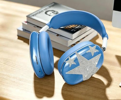 [4 in 1] Case Cover for AirPods Max 2/1 (2026/2024/2020) Ear Pad Case Cover/Headband Cover/Ear Cups Cover with Bling Star for Apple AirPods Max Headphones (Dark Blue Stars) - color: Dark Blue Stars