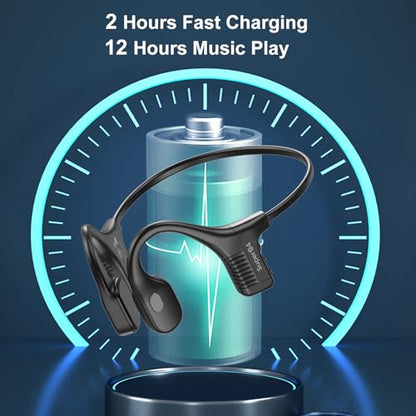IPX8 Waterproof Bone Conduction Headphones Swimming Underwater Bluetooth Headsets with MP3 Player Open Ear Headsets with Mic Wireless Earphones Built-in 32GB Memory for Running Cycling Gym Workouts - color: Q4-Black