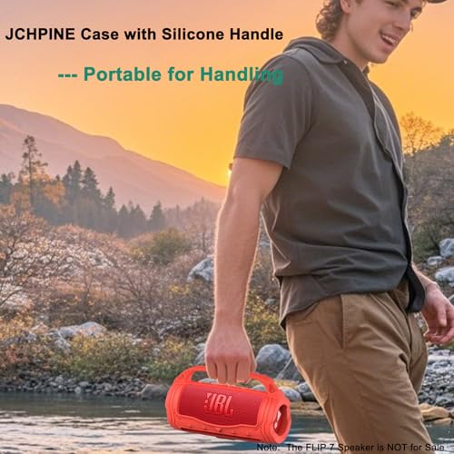 JCHPINE Silicone Cover and Carrying Case for JBL Flip 7 Portable Speaker - color: Red