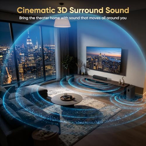 Sound Bar with Wired Subwoofer for TV, 70W 2.1 Channel Soundbar | 14" Compact Design, Deep Bass, Surround Sound System, Bluetooth 5.3, Optical/AUX, Home Theater System for TV, PC & Gaming