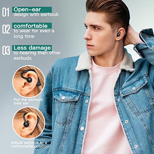 Open Ear Headphones Wireless Bluetooth Single Bone Conduction Wireless Earbuds with Earhooks Bone Conduction Headphones Bluetooth Head Set Earphones IPX5 Waterproof Long Battery Life Earpiece Black - color: Black
