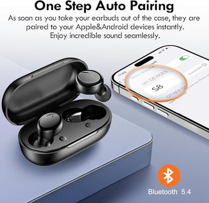 Lanteso True Wireless Earbuds Bluetooth 5.4, in Ear Headphones | 48H Playtime,Light Weight, Built in Mic, Premium Sound with Deep Bass, Clear Calls for Sports Workout, Black - color: Black