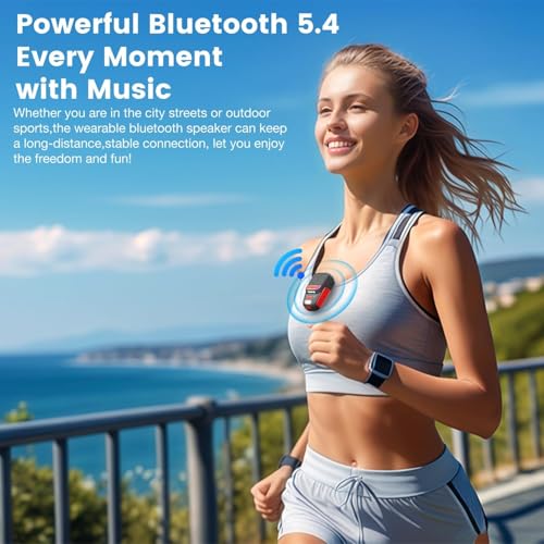 2026 Upgrade Wearable Bluetooth 5.4 Speaker, IPX6 Waterproof Clip on Wireless Speakers, Portable Speaker with RGB Lights and Flash, Built-in Mic,15H Playtime for Cycling/Home/Party/Beach/Outdoor(Red) - color: Black Red