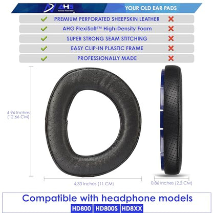 AHG Premium HD 8XX / HD 800S / HD 800 Ear Pads Cushions and Headband Compatible with Sennheiser HD800 / Sennheiser HD800S and Drop HD 8XX Headphones. Perforated Sheepskin/High-Density Foam/Durable