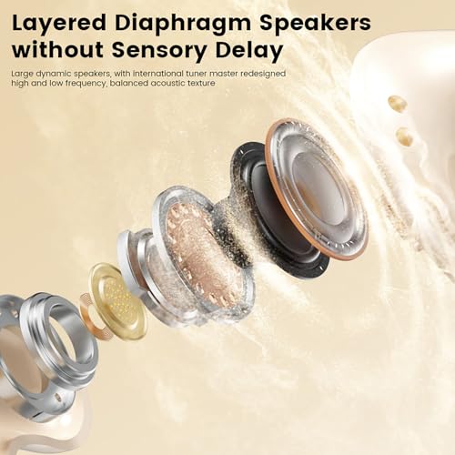 2-Pack Sleep Earbuds for Sleeping, Noise Cancelling Bluetooth Headphones for Side Sleepers with Charging Case, Small Mini Invisible Wireless Ear Buds for Small Ear Canals - color: Beige
