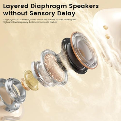 2-Pack Sleep Earbuds for Sleeping, Noise Cancelling Bluetooth Headphones for Side Sleepers with Charging Case, Small Mini Invisible Wireless Ear Buds for Small Ear Canals - color: Beige