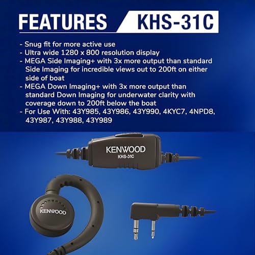 KENWOOD KHS-31C C-Ring Walkie Talkie Earpiece with Mic with PTT & Clip Microphone, Durable & Lightweight, Long Cable, VOX Compatible, Supports KENWOOD ProTalk, FreeTalk & 2-Pin Connector Radios - style: KHS-31C