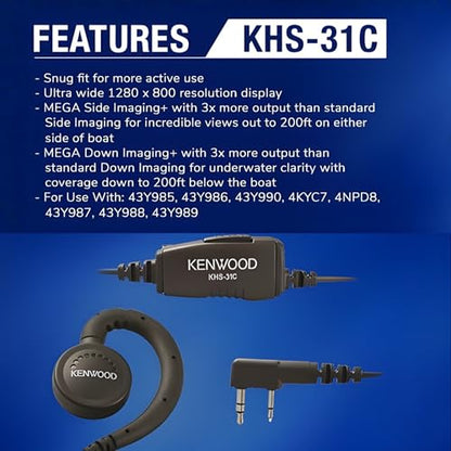 KENWOOD KHS-31C C-Ring Walkie Talkie Earpiece with Mic with PTT & Clip Microphone, Durable & Lightweight, Long Cable, VOX Compatible, Supports KENWOOD ProTalk, FreeTalk & 2-Pin Connector Radios - style: KHS-31C