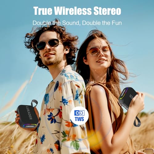 Portable Bluetooth Speaker Waterproof,Mini Shower Speaker,RGB Lights,IPX67 HD Sound Up to 24Hrs Playtime,True Wireless Stereo,Stocking Stuffers for Teens Women Men, White Elephant Gifts - Black