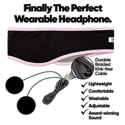 CozyPhones Sleep Headphones - Over Ear Headphones from Ultra Thin Cool Mesh Wired for Side Sleepers, Meditation, Running, Laptop, and Phone - Pink Lycra | Ultra Thin Cool Mesh Wired for Side Sleepers, Meditation, Running, Laptop, and Phone - color: Pink