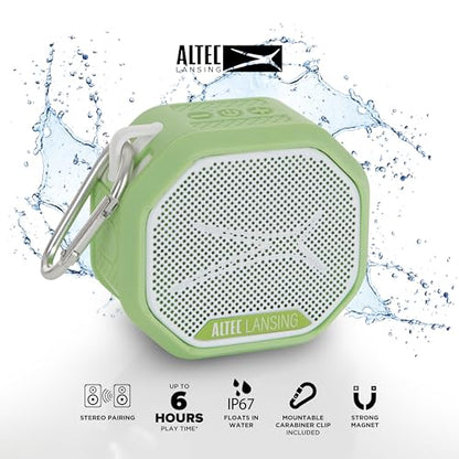 Altec Lansing HYDRATREK Magnetic Bluetooth Speaker, Waterproof IP67, Portable Speaker, True Wireless Pairing, USB-C Quick Charge, 3.7V 400mAh Battery, Voice Assistant, Perfect for Any Adventure - color: Sport Green/White