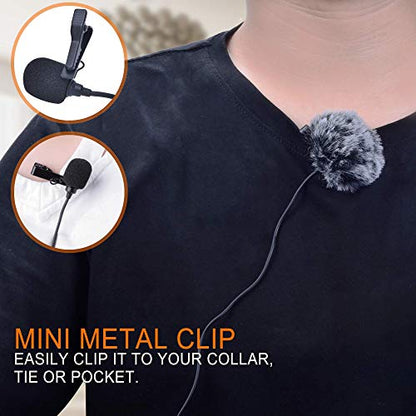 COMICA XLR Microphone CVM-V02O 2 Pack 14.76 fts Phantom Power Omni-Directional Lavalier Lapel Microphone for Canon Sony Panasonic Camcorders Zoom H4n H5 H6 Tascam DR-40 DR-60D DR-70D DR-100 Recorders