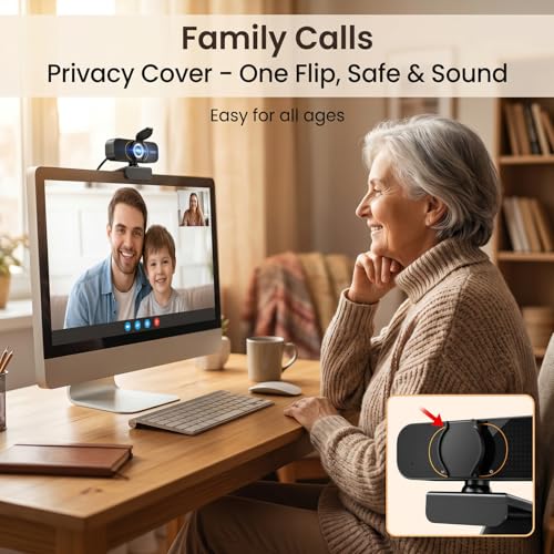 the Webcam for PC that Just Works - Every Time All Platforms | Plug and Play No Driver Needed, Crystal Clear 1080p Full HD, Your Privacy Physically Protected, Mount It Anywhere in Seconds - color: Black with Tripod