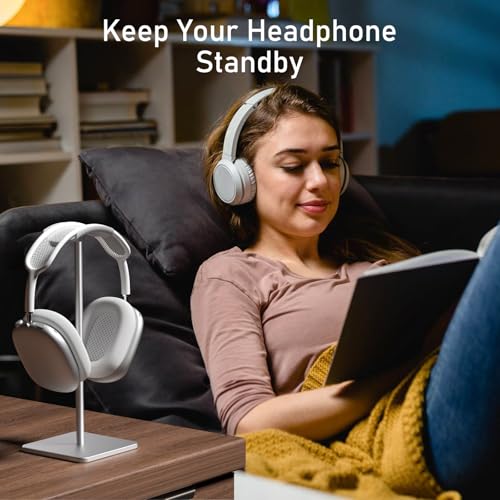 Headphone Stand for Desk - Headset Stand (White) | headphone holder with Aluminum Hanger, headphone holder for AirPods Max, Sony, Bose, Beats and More - color: White